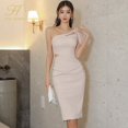 thumbnail image 1 of H Han Queen-vestido de tubo de un hombro para mujer, Vestidos de tubo, vestido de fiesta Simple, Bodycon Sexy, ropa femenina, elegante, nuevo, Verano, 1 of 5