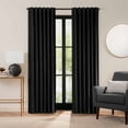thumbnail image 2 of Eclipse Luxury Cotton Velvet 100% Blackout Rod Pocket Back Tab 84" x 50" Curtain Window Panel in Black, 2 of 7