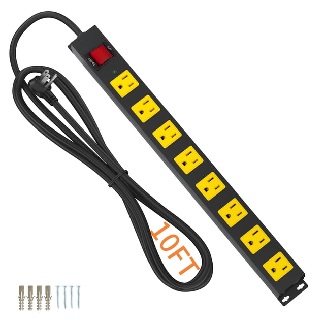 Protector contra sobretensiones Power Strip OKCHILD de 8 salidas de 10 pies con USB