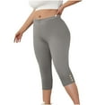 thumbnail image 4 of HongQid Women Plus Size Capris Pull-On Stretchy Straight Leg Capri Yoga Cropped Pants, 4 of 8