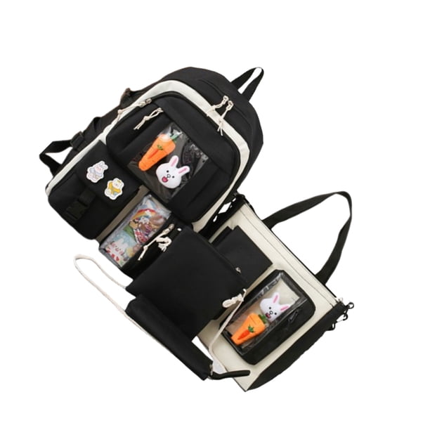 Sonducket escolar multifuncional para estudiantes, bolsas de lona duraderas para escuela, bolso escolar Mochilas negro