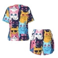 thumbnail image 5 of Lsque Colorful Cats Pattern Art Women's Short-Sleeved Pajama Set - 2 Piece Soft and Lightweight Sleepwear Set-4X-Large, 5 of 9