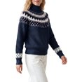 thumbnail image 4 of INSPIRE CHIC Women's Fair Isle Sweater Casual Vintage Mock Neck Long Sleeve Pullover Large Royal Blue, 4 of 6