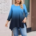 thumbnail image 5 of FDGIU Women's Plus Size Loose Fit Tunic - Long Sleeve Round Neck Curve Hem Solid Casual T-Shirt Tops, 5 of 5