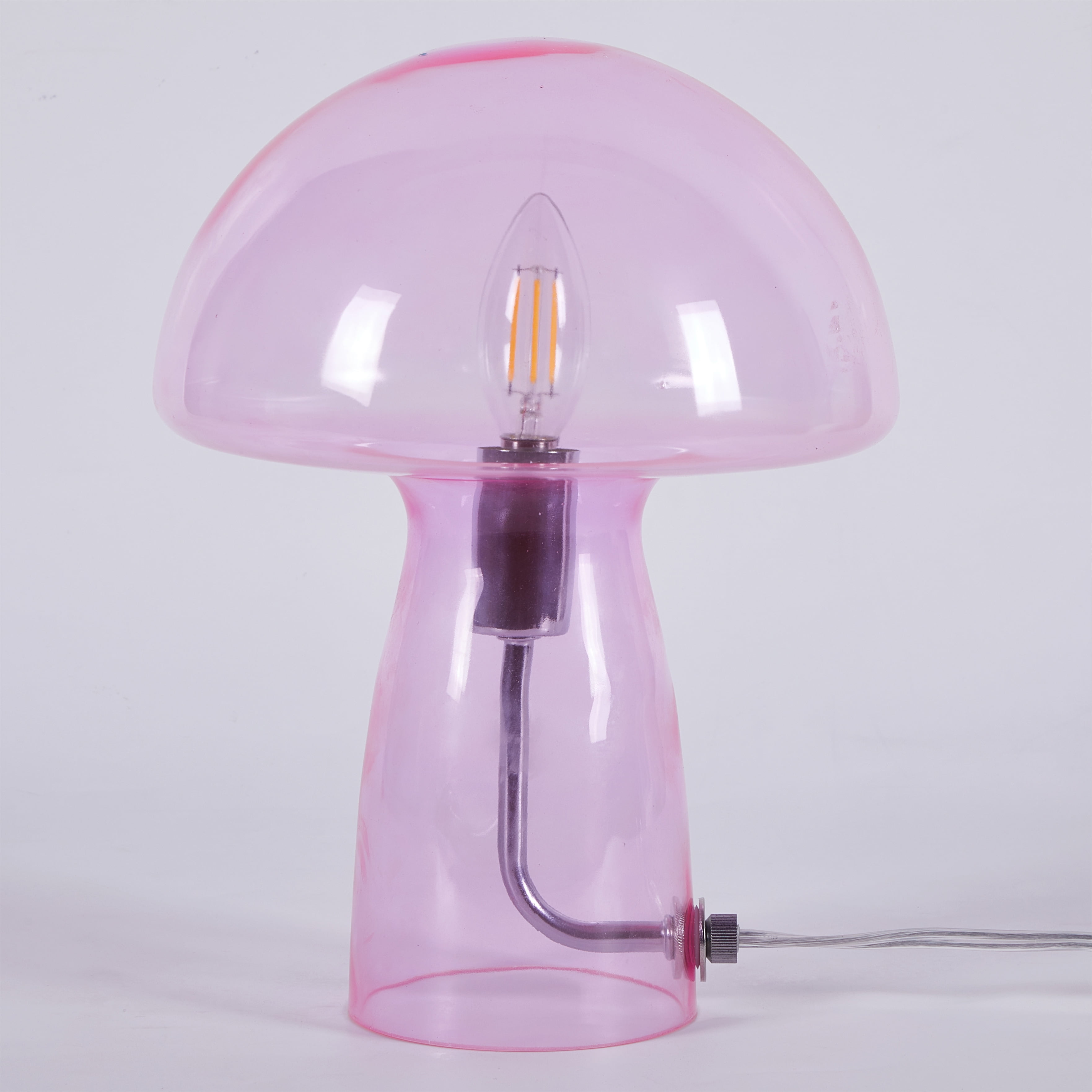 Urban Shop Novelty Glass Mushroom Lamp, Hot Pink, 12" H, Plug-in