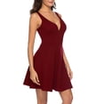 thumbnail image 4 of DHFJKG Dresses For Women Summer V Neck Sleeveless Sexy Stretchy Solid Color Party Mini Dress A Line Formal Casual Wear Spaghetti Strap Versatile Dresses, 4 of 7