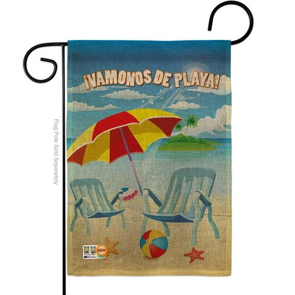 BD-SU-G-106057S-IP-DB-D-US19-BD 13 x 18.5 in. Vamonos De Playa Burlap Summer Fun in the Sun Impressions Decorative Vertical Double Sided Garden Flag