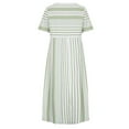 thumbnail image 5 of Penkiiy Women's Fashion Casual Short Sleeve V-Neck Striped Print Pocket Maxi Dress Floral Summer Dress L Green On Clearance, 5 of 8