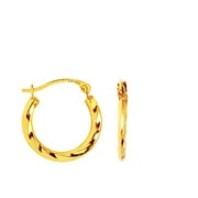 JEWELSTOP DESIGNER JEWELRY FOR LESS 10K Yellow Gold Lite Twisted Round Hoop Fancy Earrings