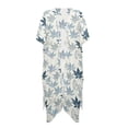 thumbnail image 4 of Xoenoiee Tropical Leaves Pattern Half Sleeve Women's Sheer Mesh Short Sleeve Swimwear Long Kimono Cardigan Summer Boho Beach Cover Up Tops for Vacation Beach, 4 of 7