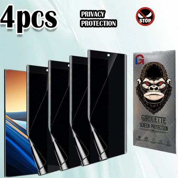 GIROUETTE [4 Packs]  Privacy Screen Protector for Samsung Galaxy S24 Ultra/ S24 Plus/ S24,Support Fingerprint Unlock,Anti Scratch,TPU Film Anti-spy Protective Film