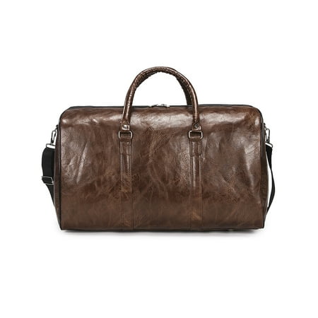 Men's Women's Leather Duffle Bag Weekend Travel Messenger Work Luggage