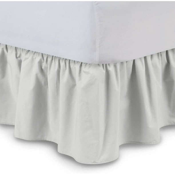 Ruffled Bed Skirt (Queen, Bone) 21 Inch Drop Dust Ruffle with Platform ...