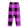 thumbnail image 3 of Lsque Purple Black Buffalo Plaid Print Women's Pajama Pants, Lounge Pant - Comfortable Home Wear,Elastic Waistband, Stylish Design-Large, 3 of 9