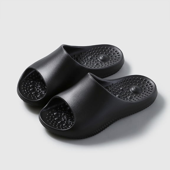 YOUYEDIAN Slippers for Women Summer House Shoes Fashion Indoor Sandals Cozy Beach Flip Flops (Black)