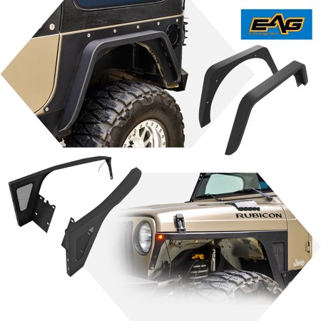 EAG Steel Front and Rear Fender Flare Combo 4PCS Fits for 97-06 Wrangler TJ