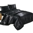 Willstar Satin Silk Duvet Cover Sets with Pillowcase 3PCS Black Bedding
