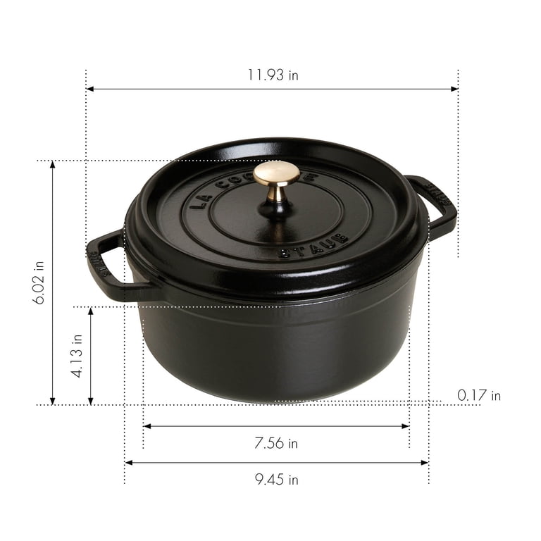 STAUB, Cast Iron 4-qt Round Cocotte, Matte Black, 9