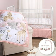 The Peanutshell Wildest Dreams 4 Piece Baby Nursery Crib Bedding Set, Quilt, Crib Sheets, Crib Skirt, and Mobile