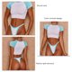 thumbnail image 5 of Traje de baño 2 Piezas Colorblock Top Corto Parte Inferior de Talle Alto Cuello Redondo Mujer Traje de baño Deportivo Azul S, 5 of 6