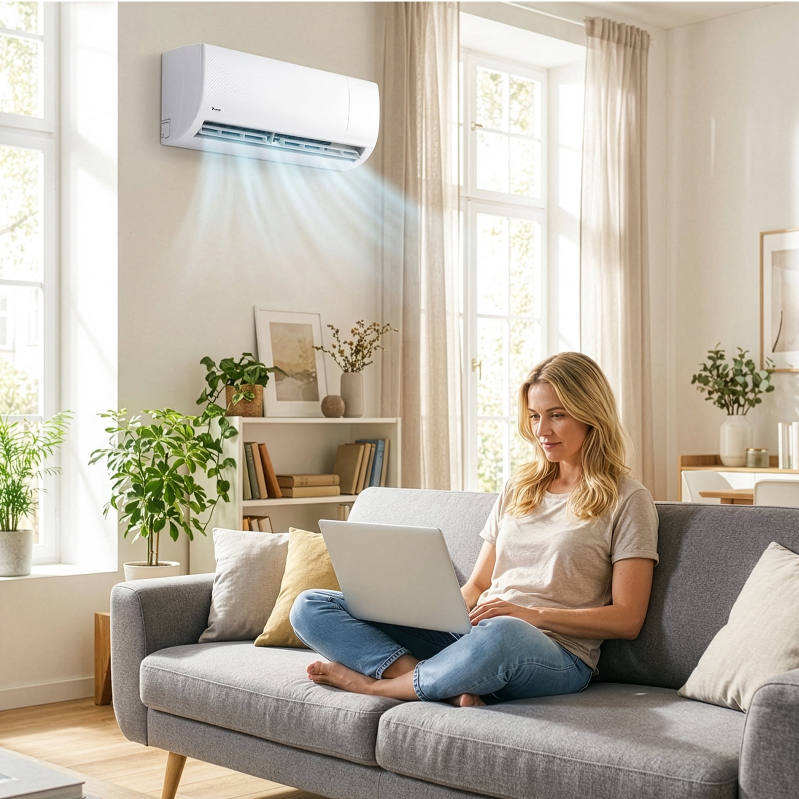 Ktaxon 9000BTU/19SEER2 Split Air Conditioner With Cooling/Heating 9000BTU Dehumidification Energy Saving Wall Split Unit White