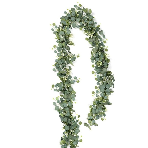 Guirlande de Feuilles et Vigne d'Eucalyptus Artificielles 180cm/70 Pouces Longue Décoration Réaliste de Fleurs en Soie pour Mur, Mariage, Fête, Maison & Fête Décoration DIY, Vert
