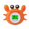 Floating Pool Thermometer Crab with Room Temperature Tri-color Backlit, Baby Bath Floating Toy Safety Temperature Thermometer (Crab)