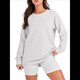 thumbnail image 1 of Sudaderas de Gran Tamaño para Mujer, Cuello Redondo, Larga, Sudaderas con Cremallera Lateral, Ropa de Otoño 2025 Gris XL, 1 of 9