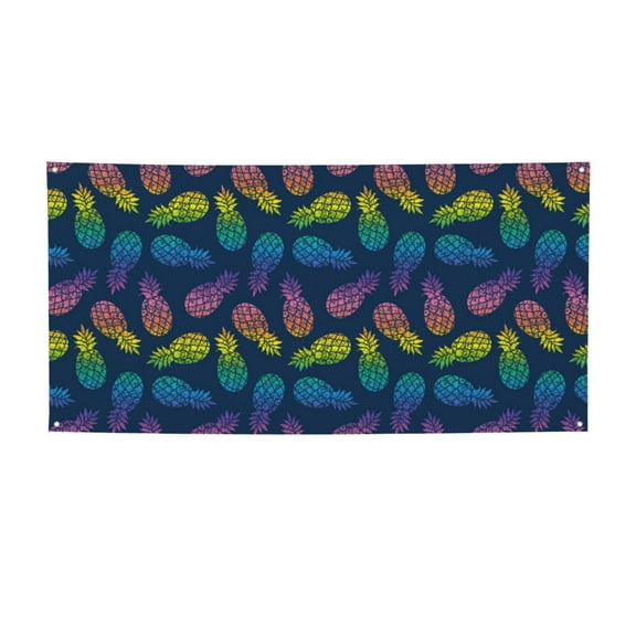 Picia Abstract Bright Pineapple Fruit Retro Pattern Party Banner, Festive Decoration, Holiday Banner, Celebration Decor, Event Banner, Reusable Party Banner-Small