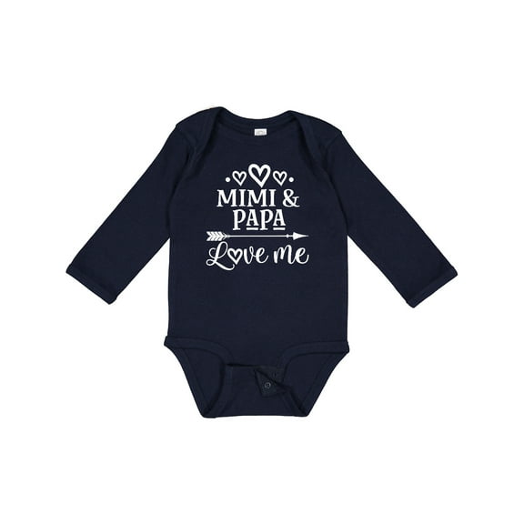 Inktastic Mimi and Papa Love Me for Grandchild Boys or Girls Long Sleeve Baby Bodysuit