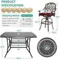 thumbnail image 3 of VIVIJASON 10-Piece Outdoor Bar Set, All Weather Cast Aluminum Patio Bar Furniture with 8 Cushioned Swivel Bar Stools, Large 64" Square Patio Bar Height Table with Detachable Lazy Susan, 3 of 7