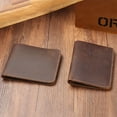 thumbnail image 4 of Men Retro Wallet Money Bag Coin Pocket Slim Purse Cowhide Change Card Short Handmade Fashionable for Business Driver Coffee Color vertical design, 4 of 8