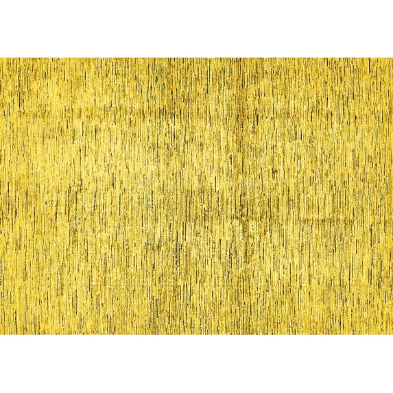 Ahgly Company Machine Washable Indoor Rectangle Abstract Yellow Modern Area Rugs, 8' x 10'