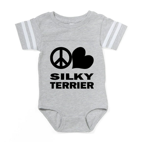 CafePress - FIN Peace Love Silky Terrier Baby Football Bodysui - Cute Infant Baby Football Bodysuit