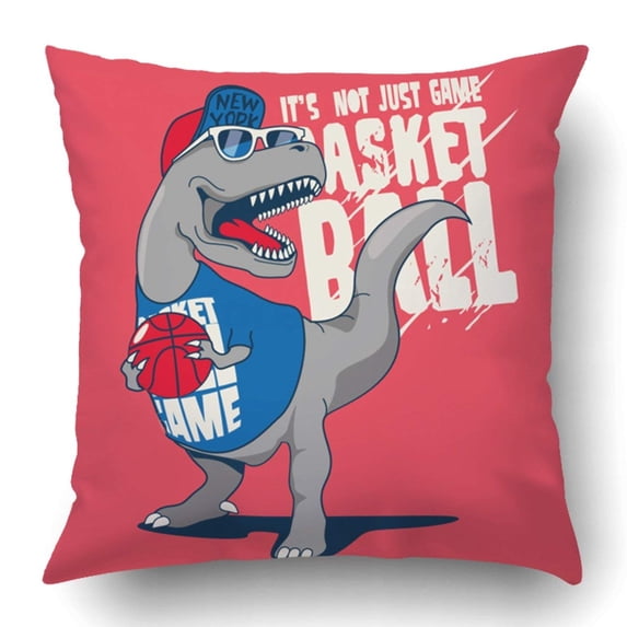 ARTJIA Dinosaur Basketball Player Design For Kids Tee Pillowcase Pillow Cushion Cover 18x18 inch