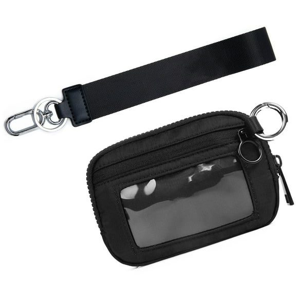 Amzcrzy Leather By Using Rangement et Organisation Porte-Cartes à Fermeture Éclair avec Dragonne et Fenêtre pour Pièce d'Identité pour Femmes, Porte-Clés Portefeuille en Nylon Imperméable, Rangement à la Maison, Organisation et Rangement, Contenant de Rangement, Bacs de Rangement