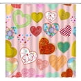 thumbnail image 2 of Valentine''s Day Shower Curtain Colorful Heart Boho Floral Romantic Sweet Love for Lover Couple Creative Bathroom Decor Fabric Curtain with Hooks, 2 of 4