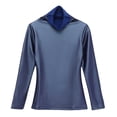 thumbnail image 4 of MIASHUI Autumn Winter Lined Thick Leather High Neck&nbsp;Thermal Underwear&nbsp;Top Base Layer Long Sleeve Shirt Small Blouse Blue,M, 4 of 4