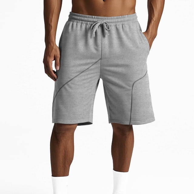 pstuiky Pantalones cortos para hombre, Pantalones cortos de trabajo de pierna recta, holgados y cómodos, de color liso, a la moda y para tiempo libre para hombre Pantalones cortos de golf