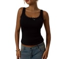 thumbnail image 2 of Bixock Women Built-in Bra Tank Tops Solid Color Square Neck Lace Sleeveless Wireless T Shirta Bras With Padded Cups Daily Bras, 2 of 7
