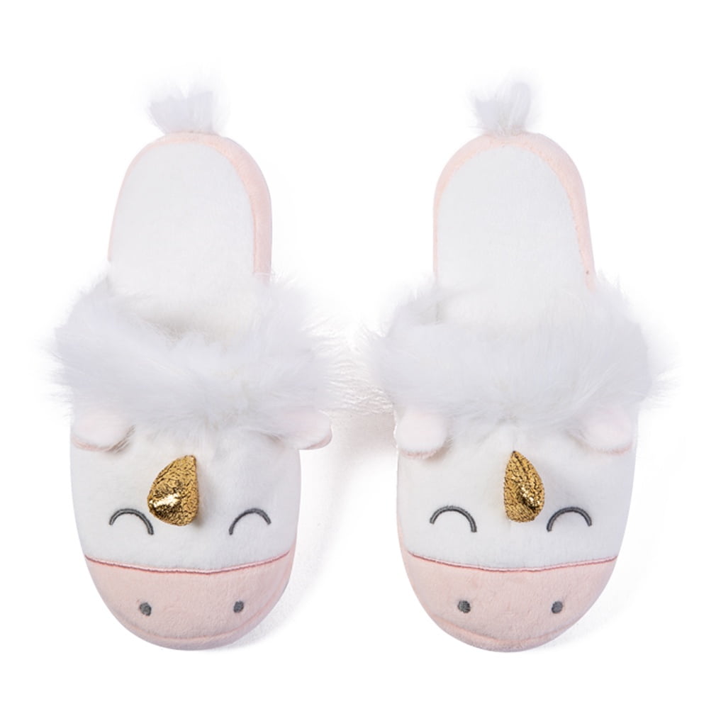 Girls Cute Unicorn Slippers Cozy Fluffy House Slides