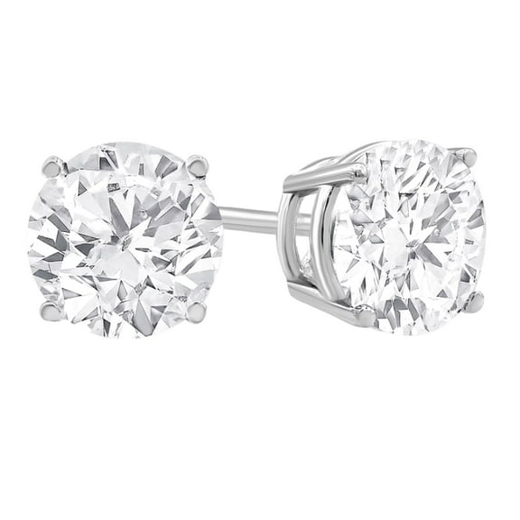10k White Gold Round Cubic Zirconia Stud Earrings Women Plated by Paris Jewelry