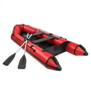 CamPingSurvivals 10ft Inflatable Boat, 600 lbs Weight Capacity Rafting Fishing Dinghy Boat, Red/Black