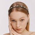 thumbnail image 4 of Diademas finas con perlas y diamantes de imitación para mujeres y niñas, bandas de pelo vintage de lujo para el cabello de las mujeres, 3 piezas Namotu WMZL-2316, 4 of 7