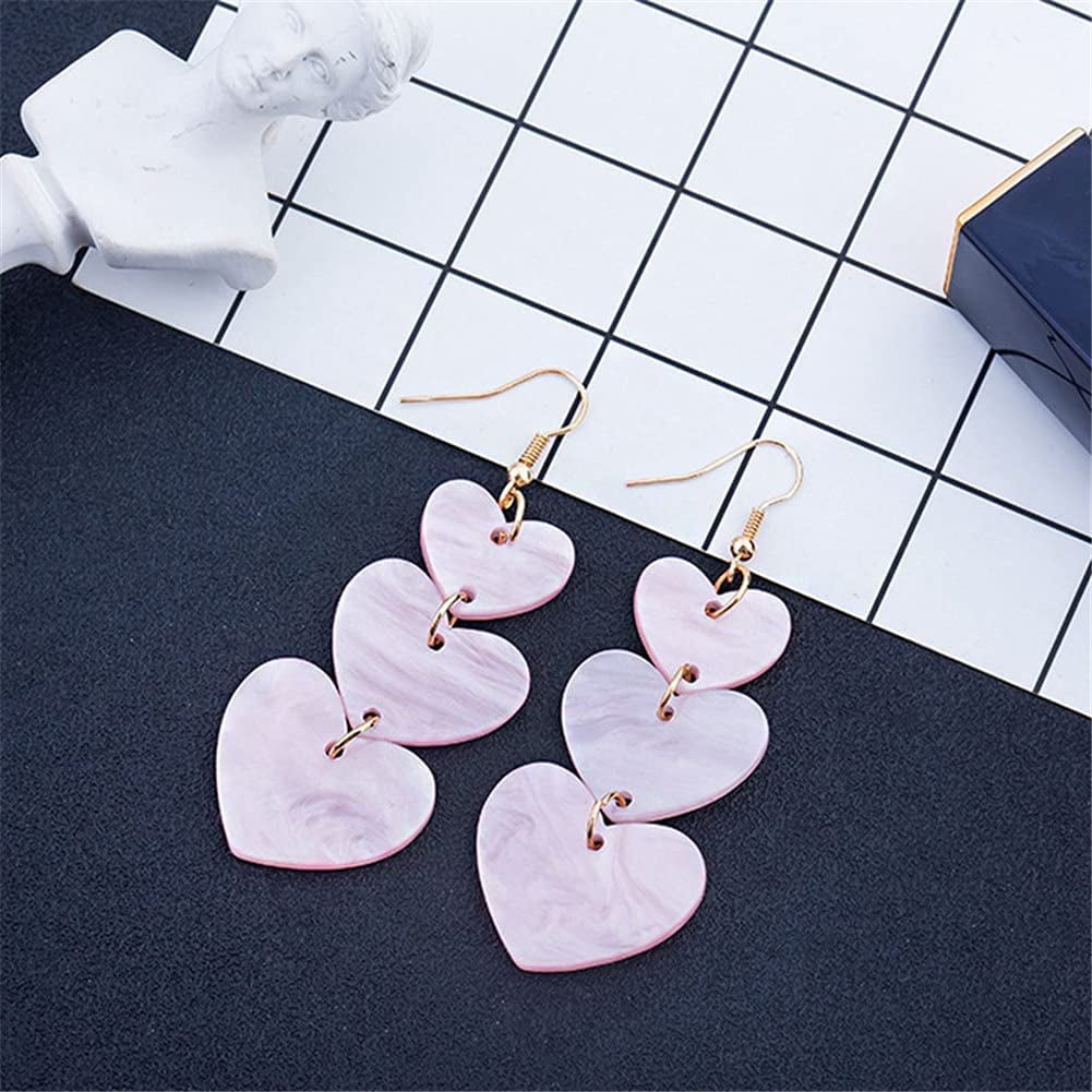 Sweet Pink Acrylic Resin Dangle Earrings Women Girl Drop Earrings Jewelry 