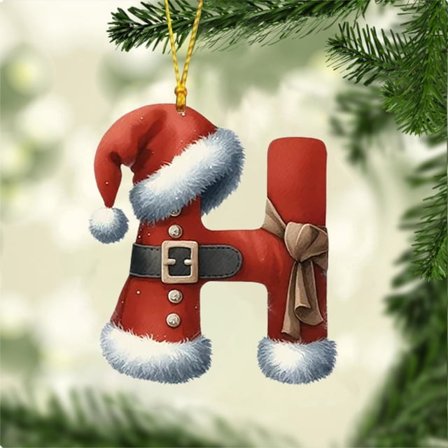 Adornos Navideños Acrílicos de 26 Letras para Árbol | Adornos Navideños Duraderos con Gorros de Papá Noel | Decoración Navideña para Colgar para Escribir En Casa, Oficina, Patio, Porche, Pared, Mesa