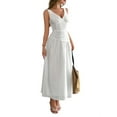 thumbnail image 2 of Women'S Summer Sleeveless Casual Dresses V-Neck Wrinkles Backless Party Dress White M, 2 of 7