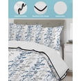 thumbnail image 3 of Quilt King Size Bedding Set, Navy Blue Grey Botanical Reversible Summer Quilt 3 Pieces, Spring Floral Summer Farmhouse Lightweight Bedspreads Coverlets with 2 Pillow Shams for All Seasons, 3 of 5