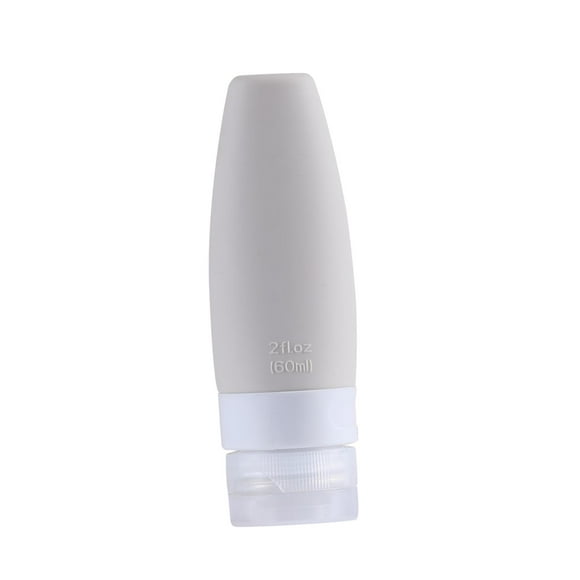 Botellas de viaje de silicona para artículos de tocador, contenedor de tamaño de viaje, botellas cosméticas recargables portátiles a prueba de fugas Gris Blanco 60ml Sunnimix Botellas de viaje de silicona