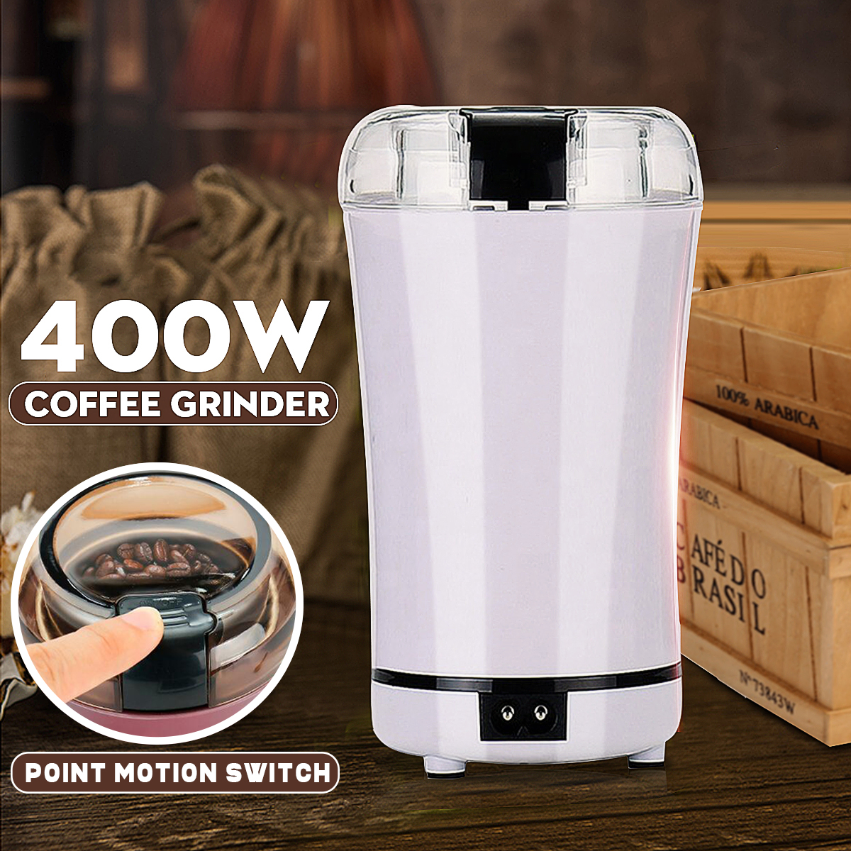 400W 110V Electric Coffee Grinder Coffee Bean Grinder Spices Grinder Stainless Steel Blades For